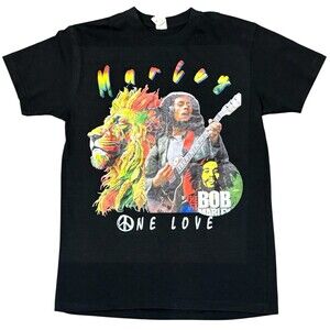 Bob Marley Black T Shirt Mens M Zion Rootswear Lion Reggae One Love Y2K